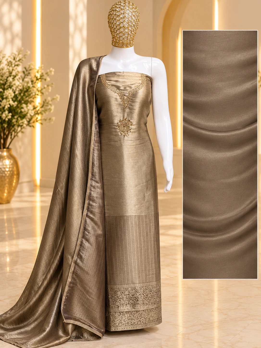 Moonlight Giraffe Tissue Shimmer Suit with Opada Silk Bottom